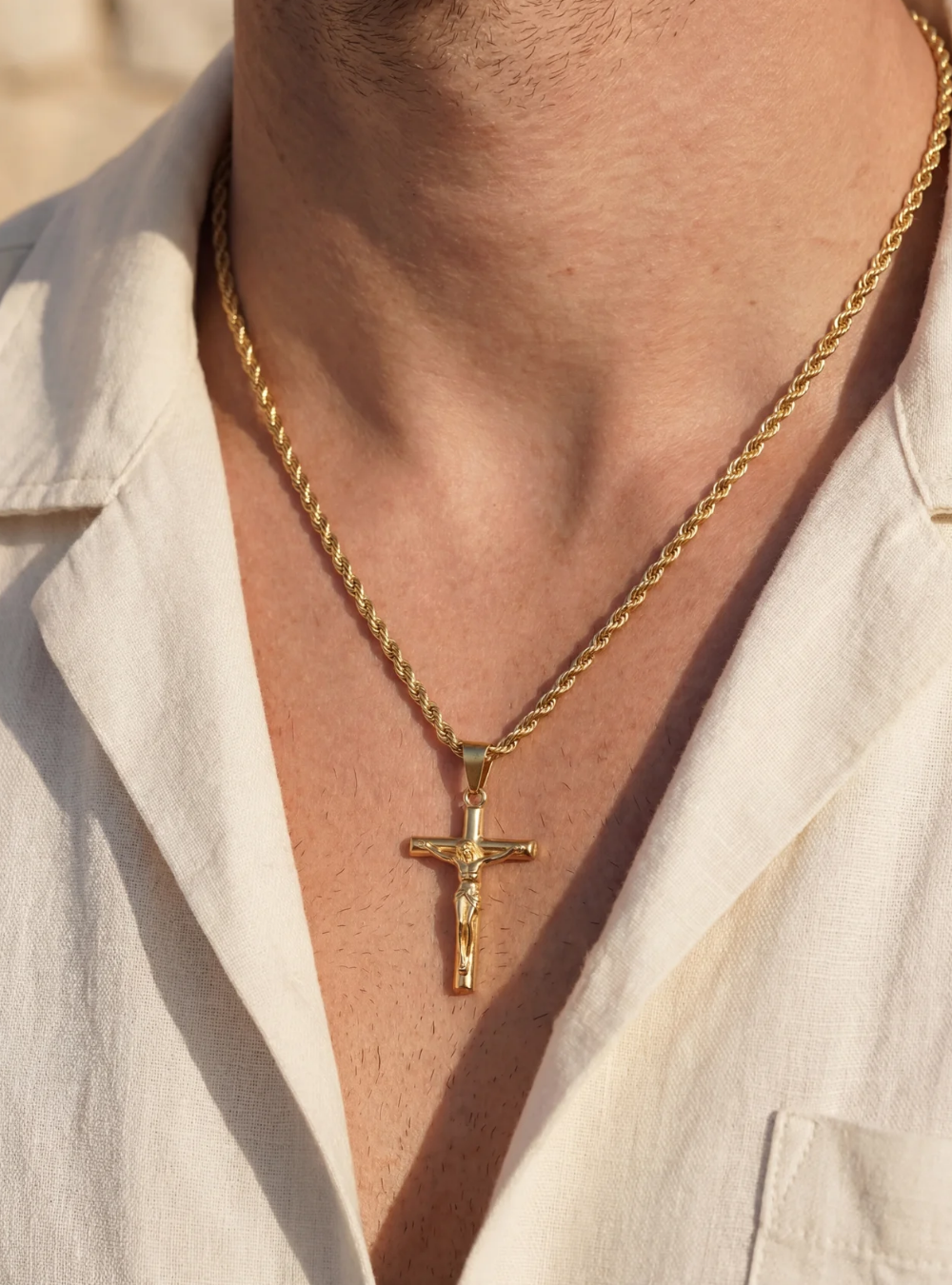 Crucifix Pendant Necklace I Gold
