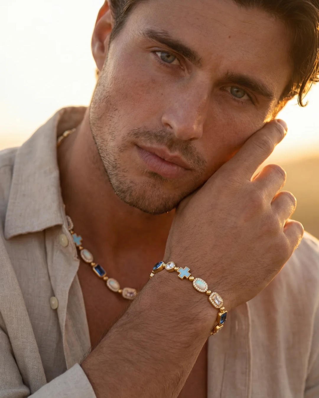 Royal Azure Mosaic Necklace | 18K Gold