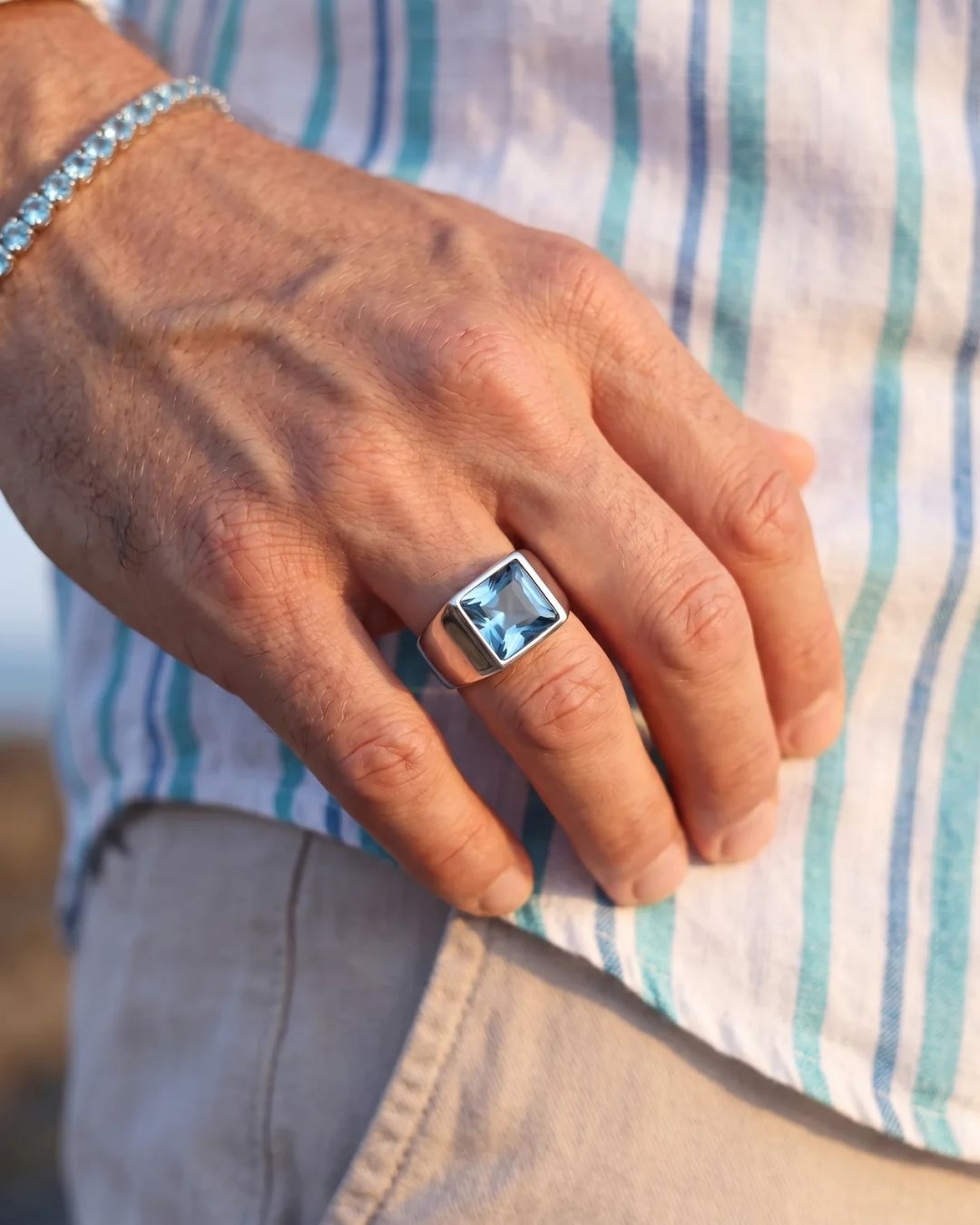 Aquamarine Ring | Titanium Steel