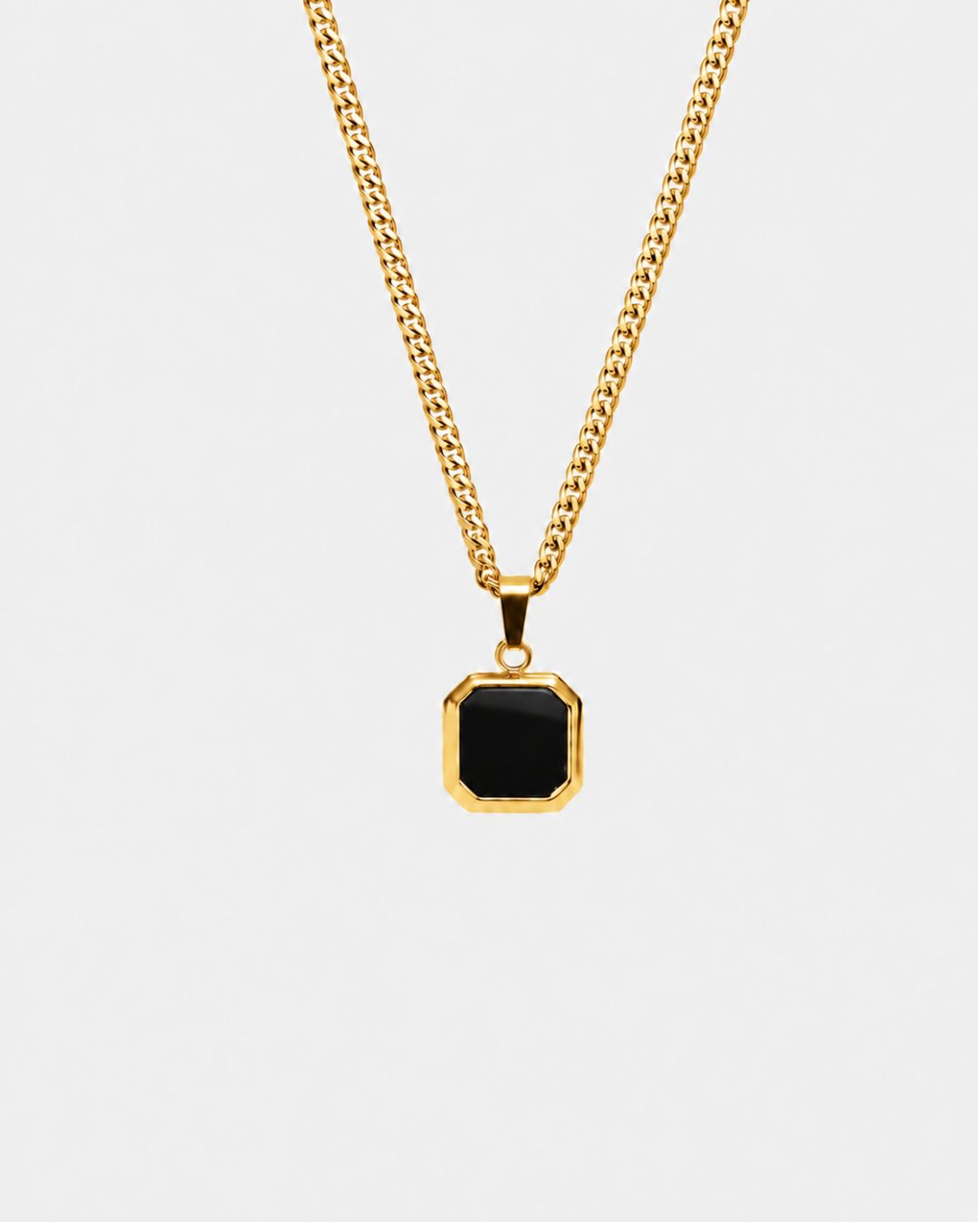 Black Onyx Pendant Necklace | Gold