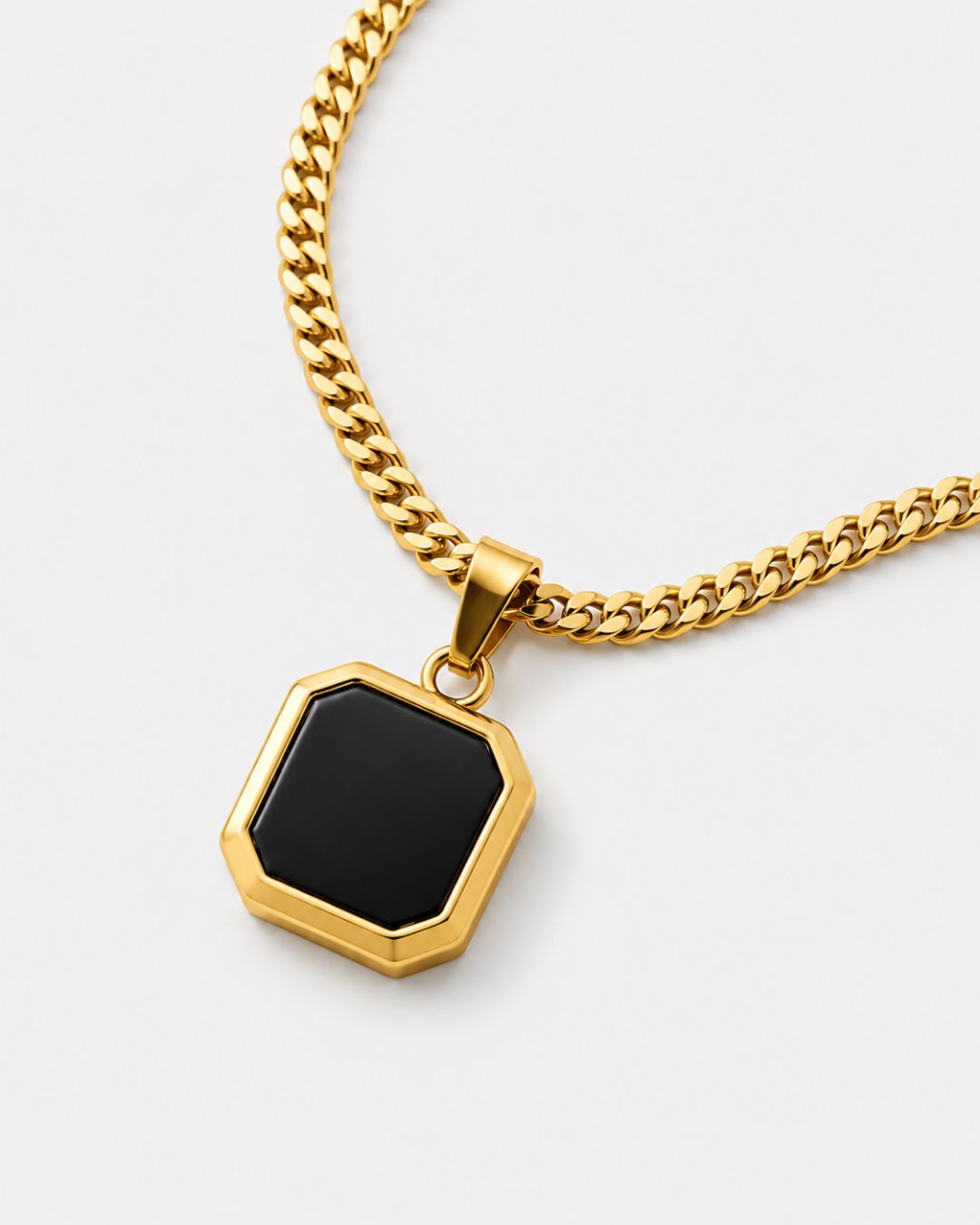 Black Onyx Pendant Necklace | Gold