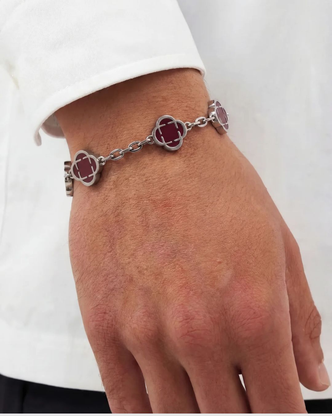 Charm Bracelet | Burgundy Red Silver