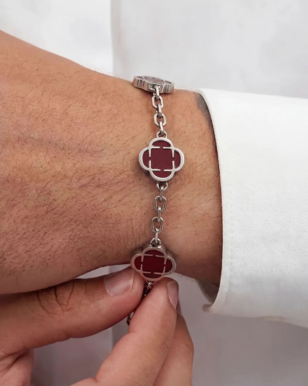 Charm Bracelet | Burgundy Red Silver