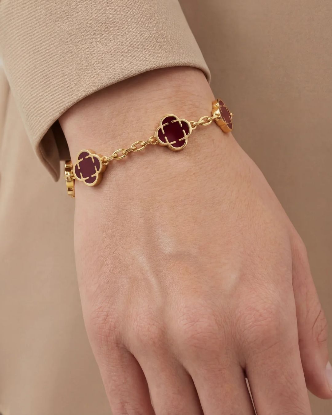 Charm Bracelet Burgundy I Gold