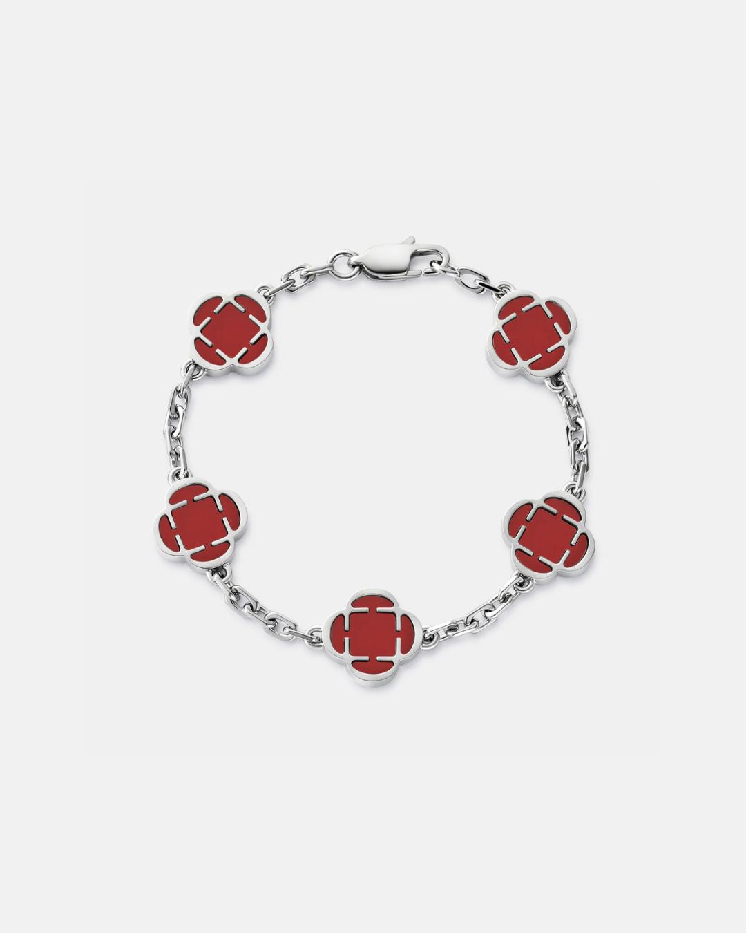 Charm Bracelet | Burgundy Red Silver
