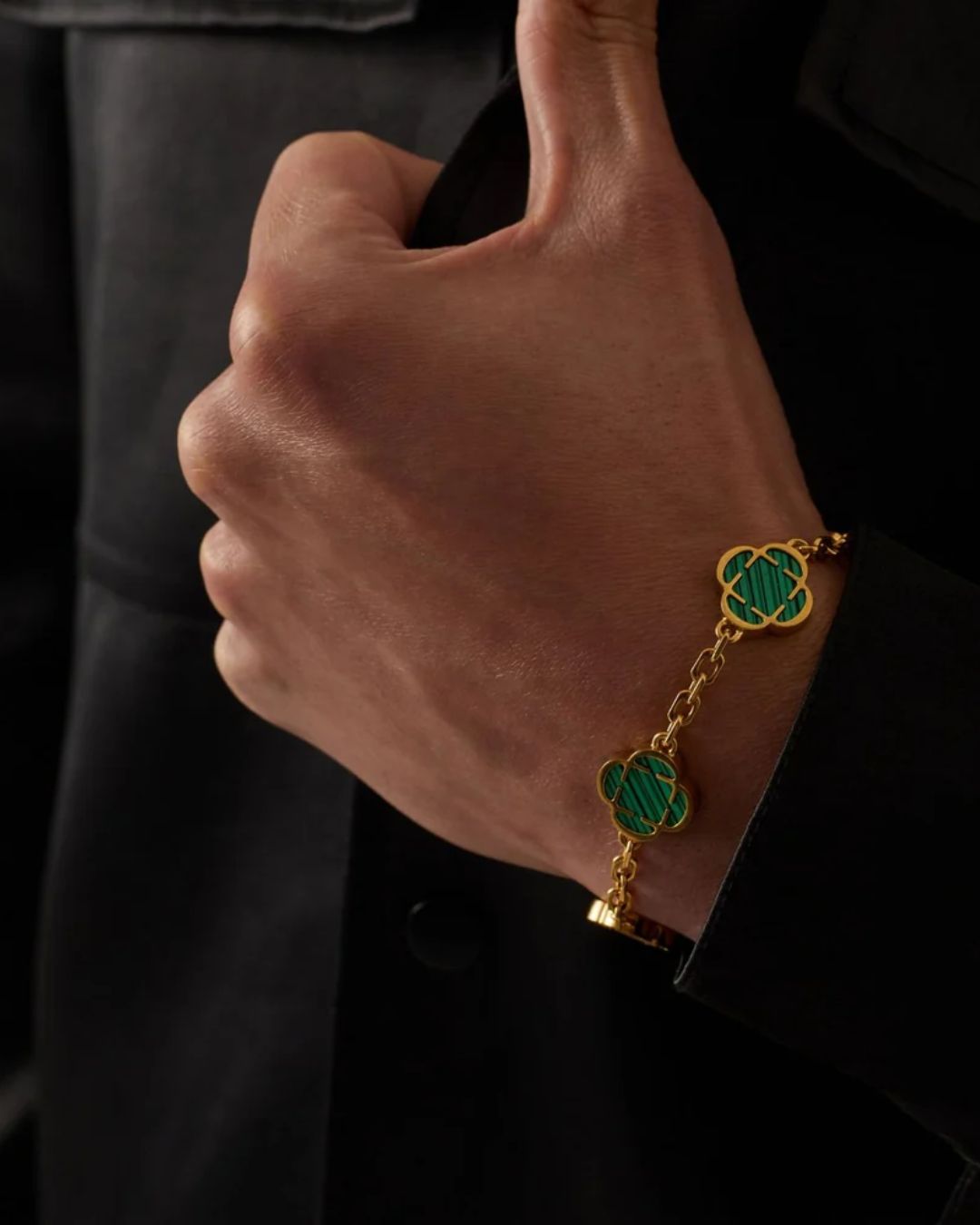 Charm Bracelet Malachite I Gold