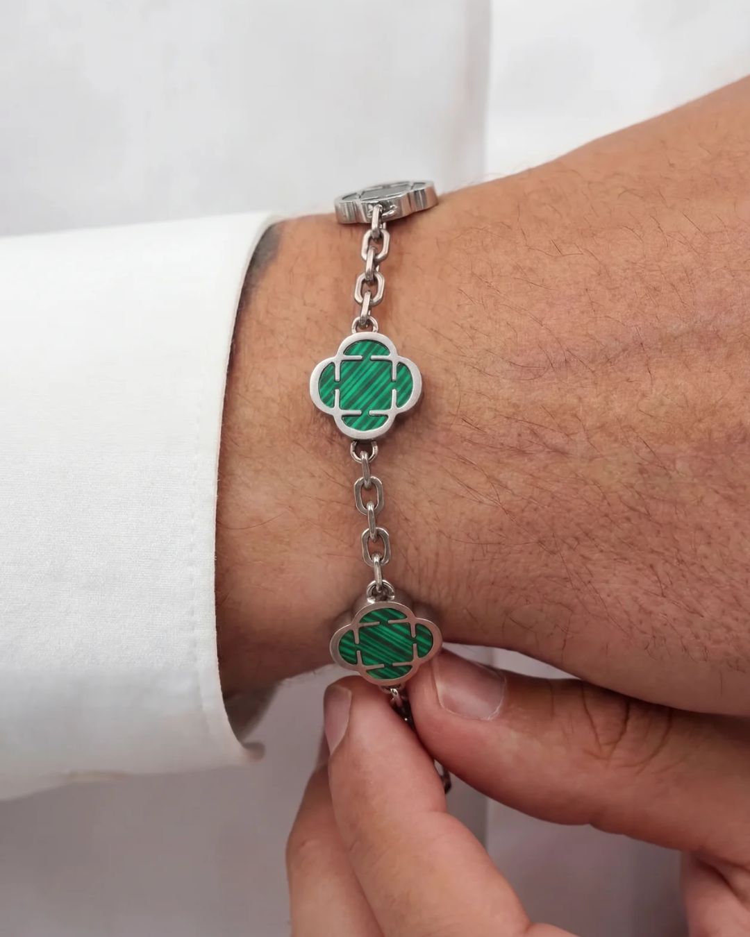 Charm Bracelet | Malachite Silver