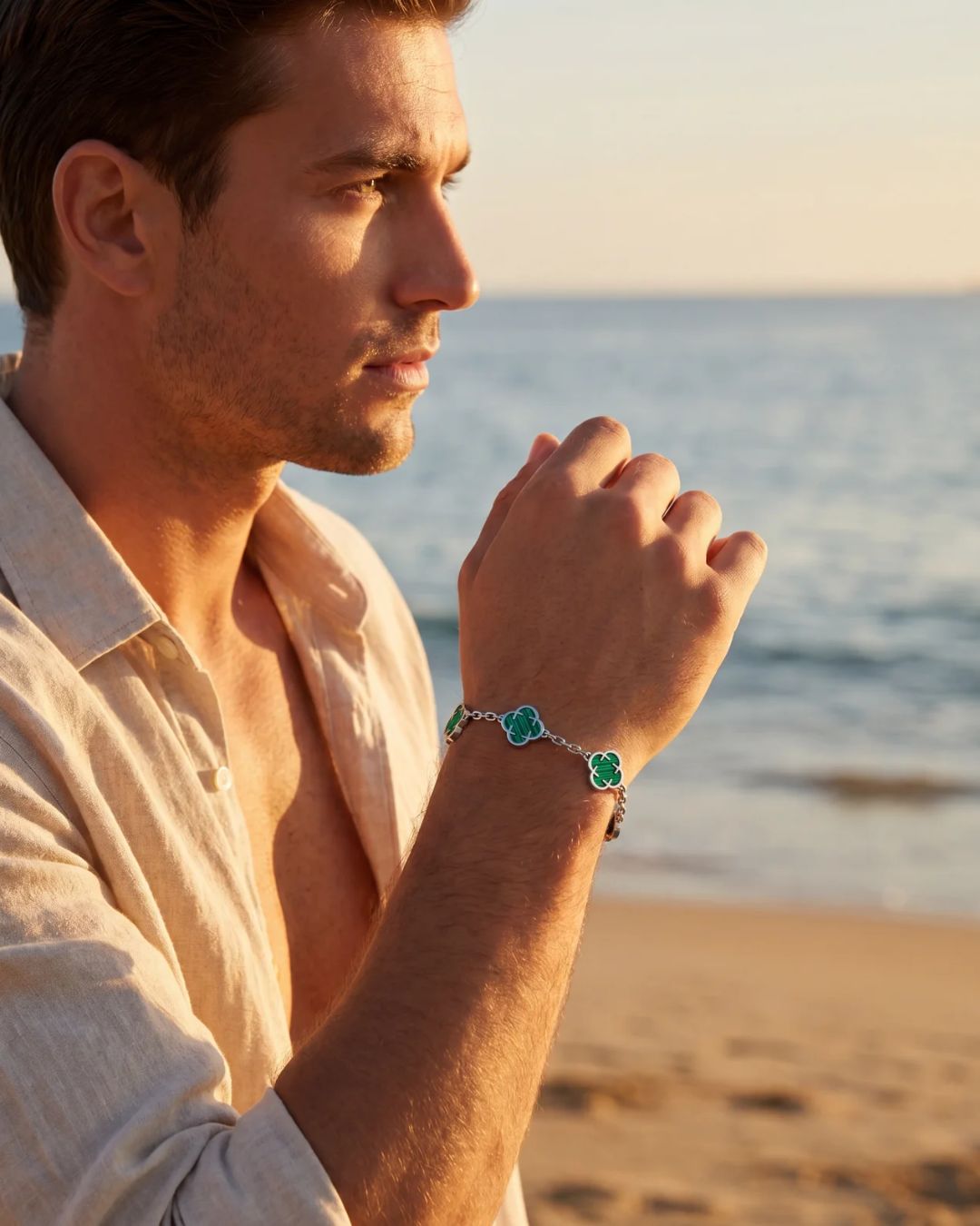 Charm Bracelet | Malachite Silver