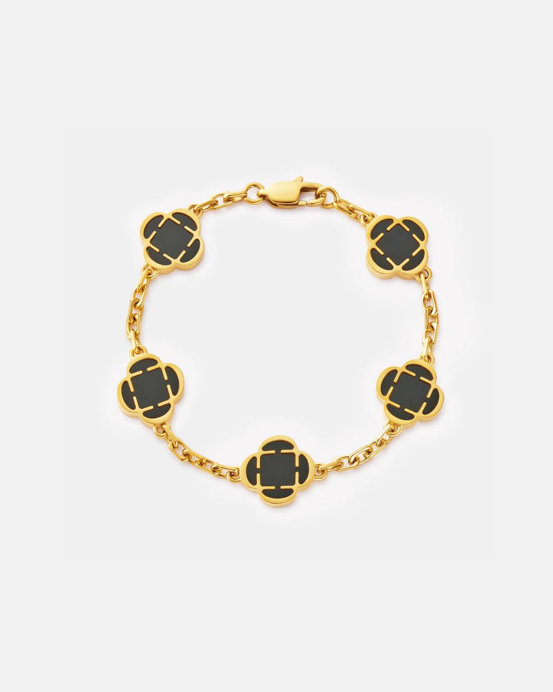 Charm Bracelet Onyx Black I Gold