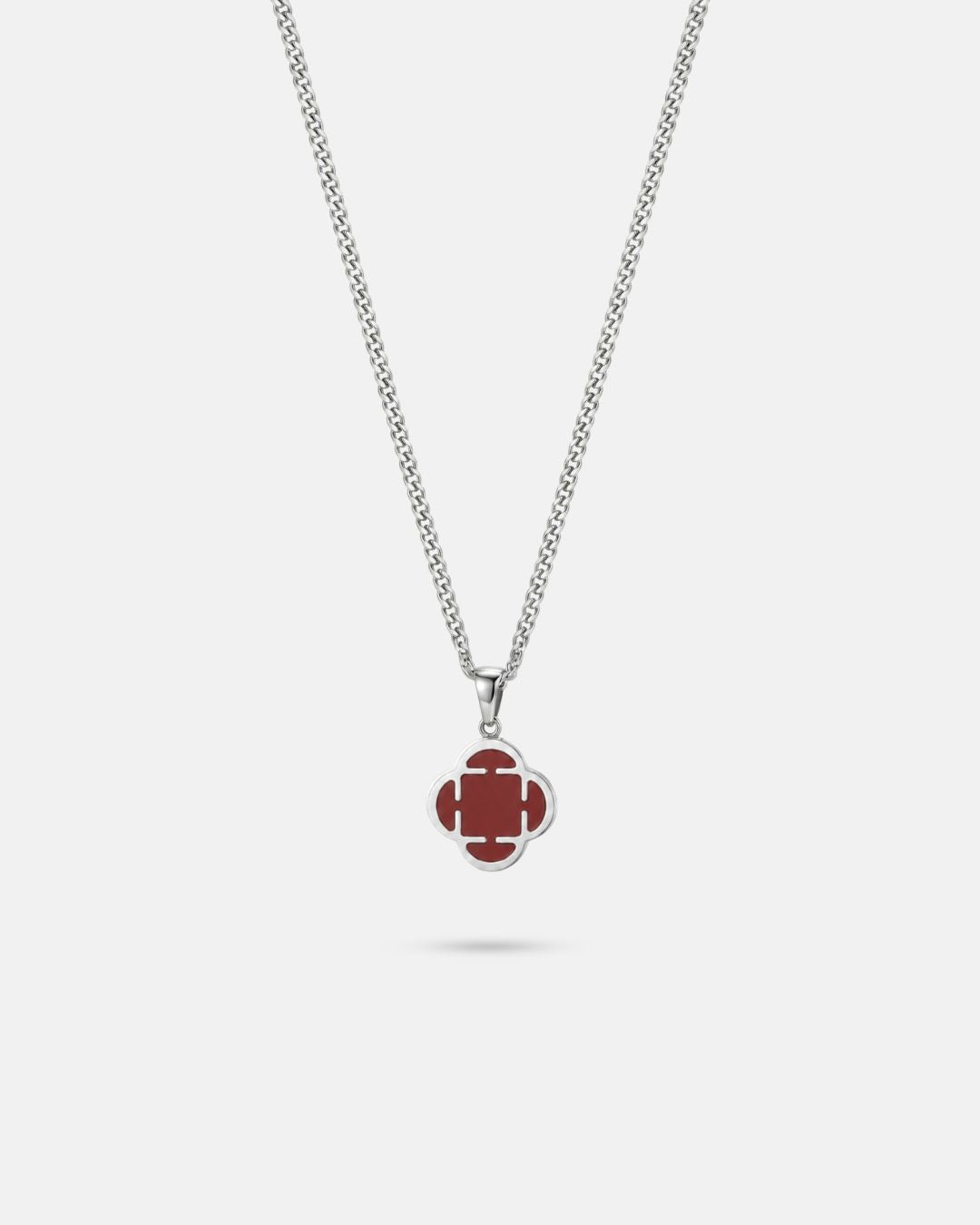 Charm Necklace | Burgundy Red Silver