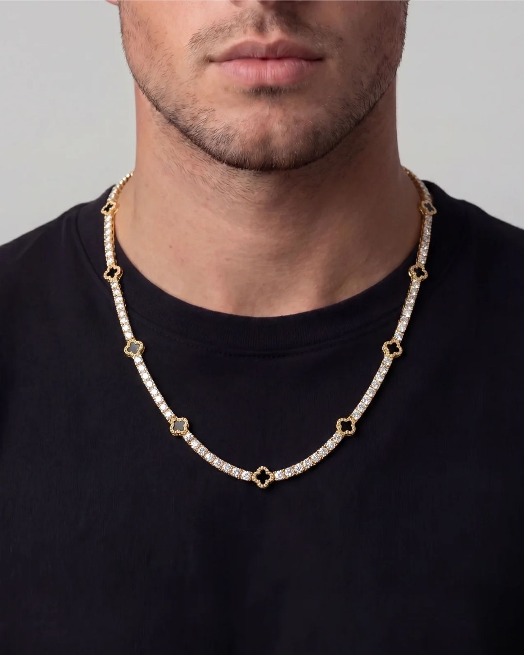 Clover Necklace | Onyx Black Gold