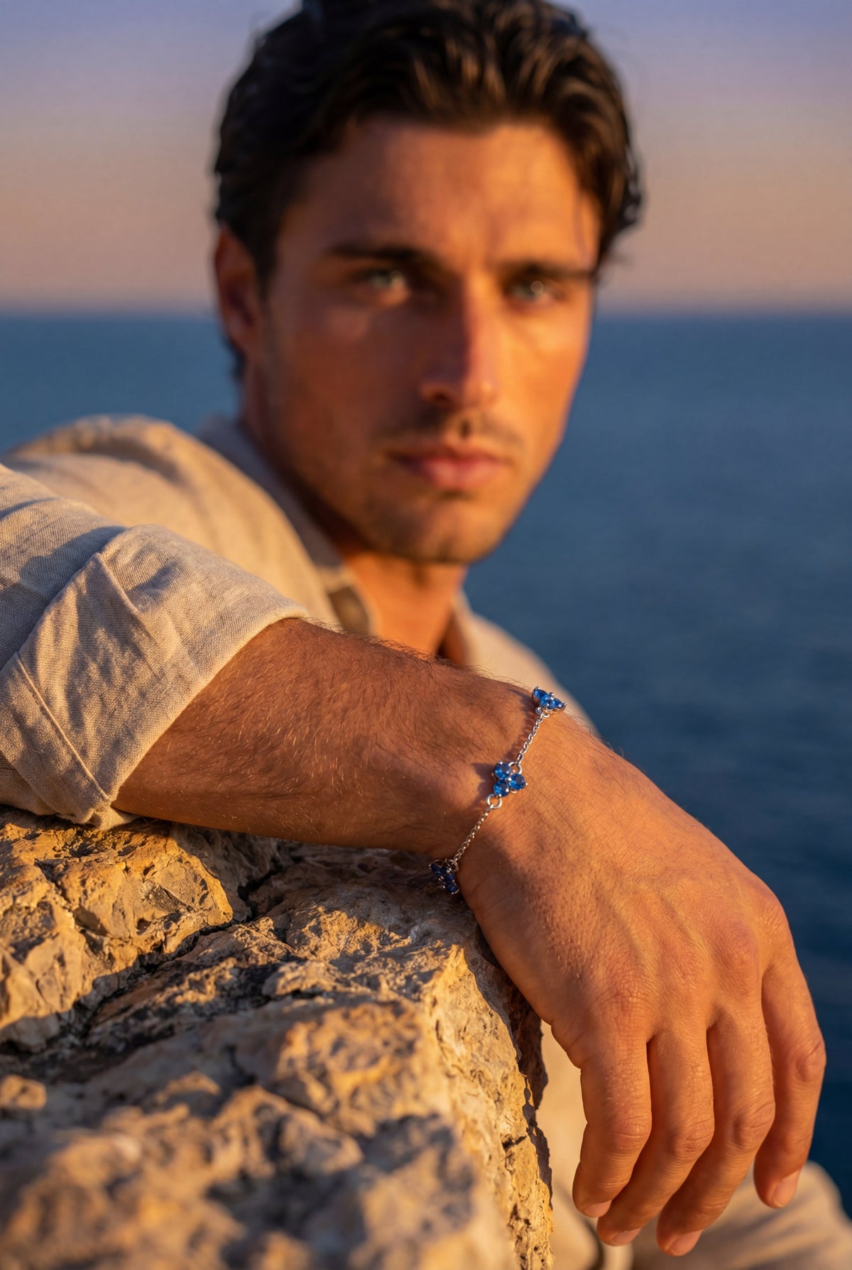 Clover Blue Zircon Bracelet | Stainless Steel
