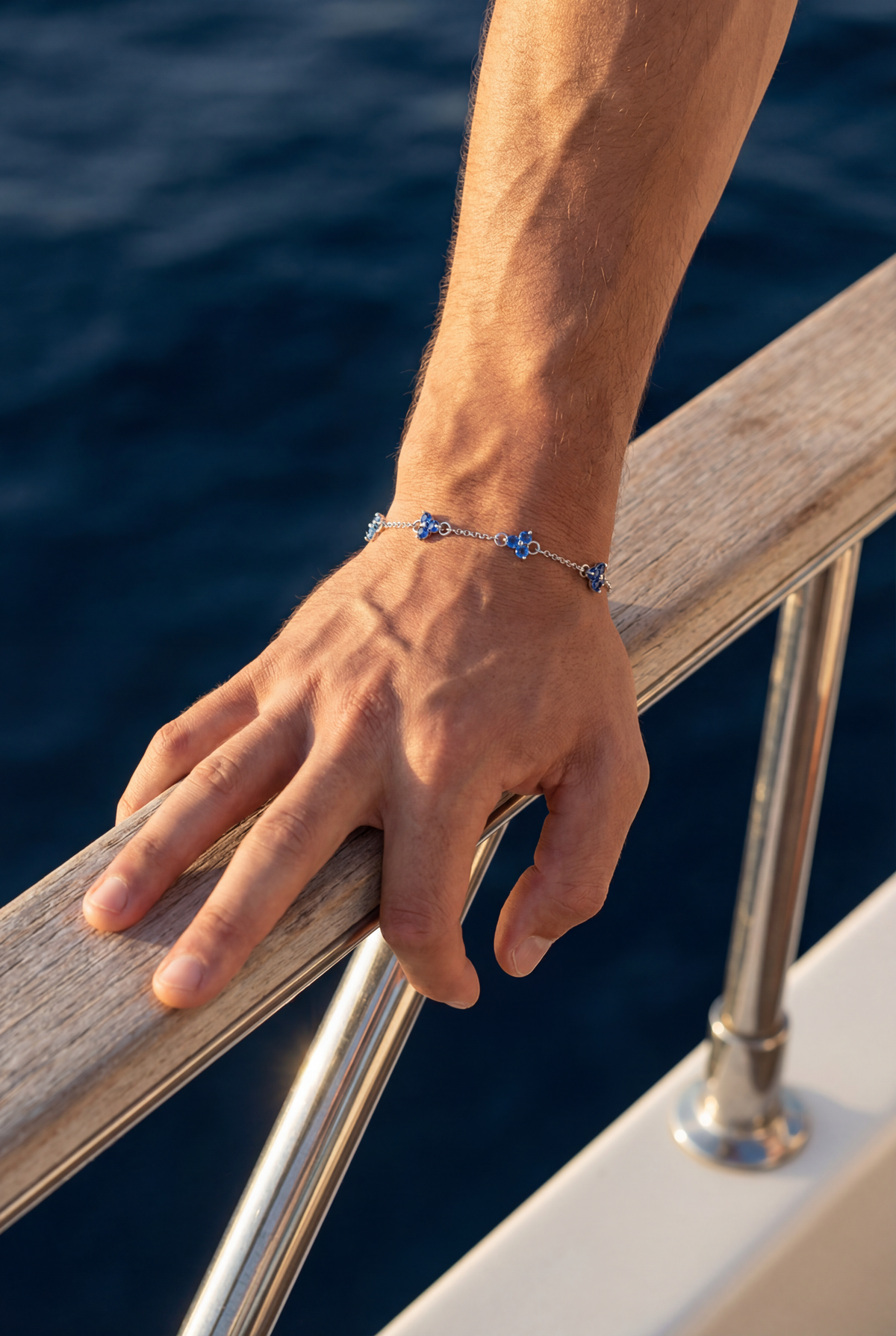 Clover Blue Zircon Bracelet | Stainless Steel