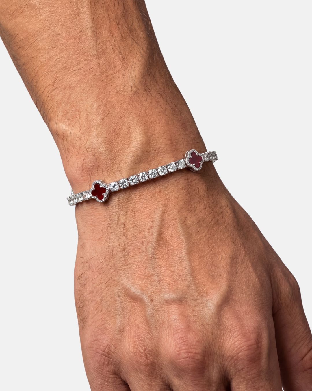 Clover Bracelet | Burgundy Silver