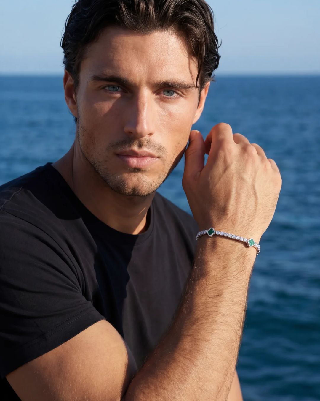 Clover Bracelet | Malachite Silver