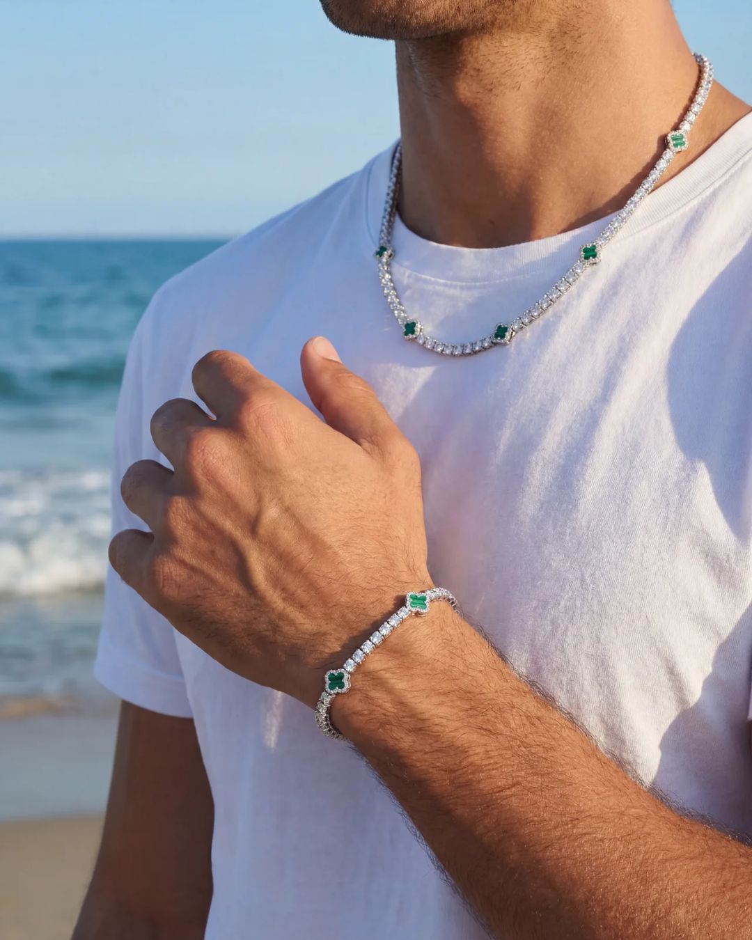 Clover Bracelet | Malachite Silver
