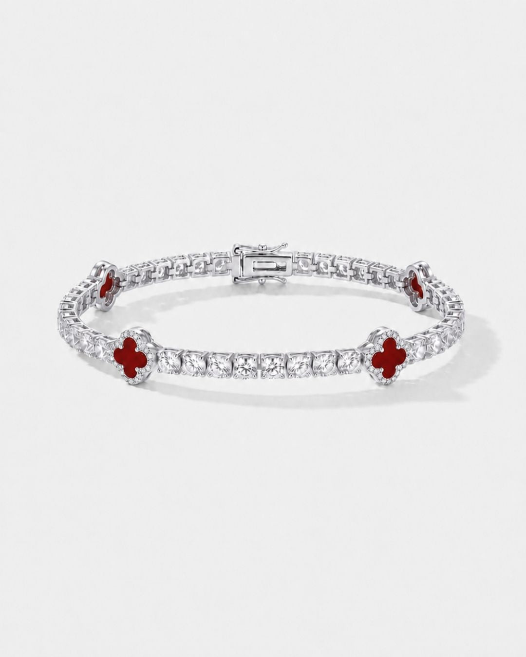 Clover Bracelet | Burgundy Silver