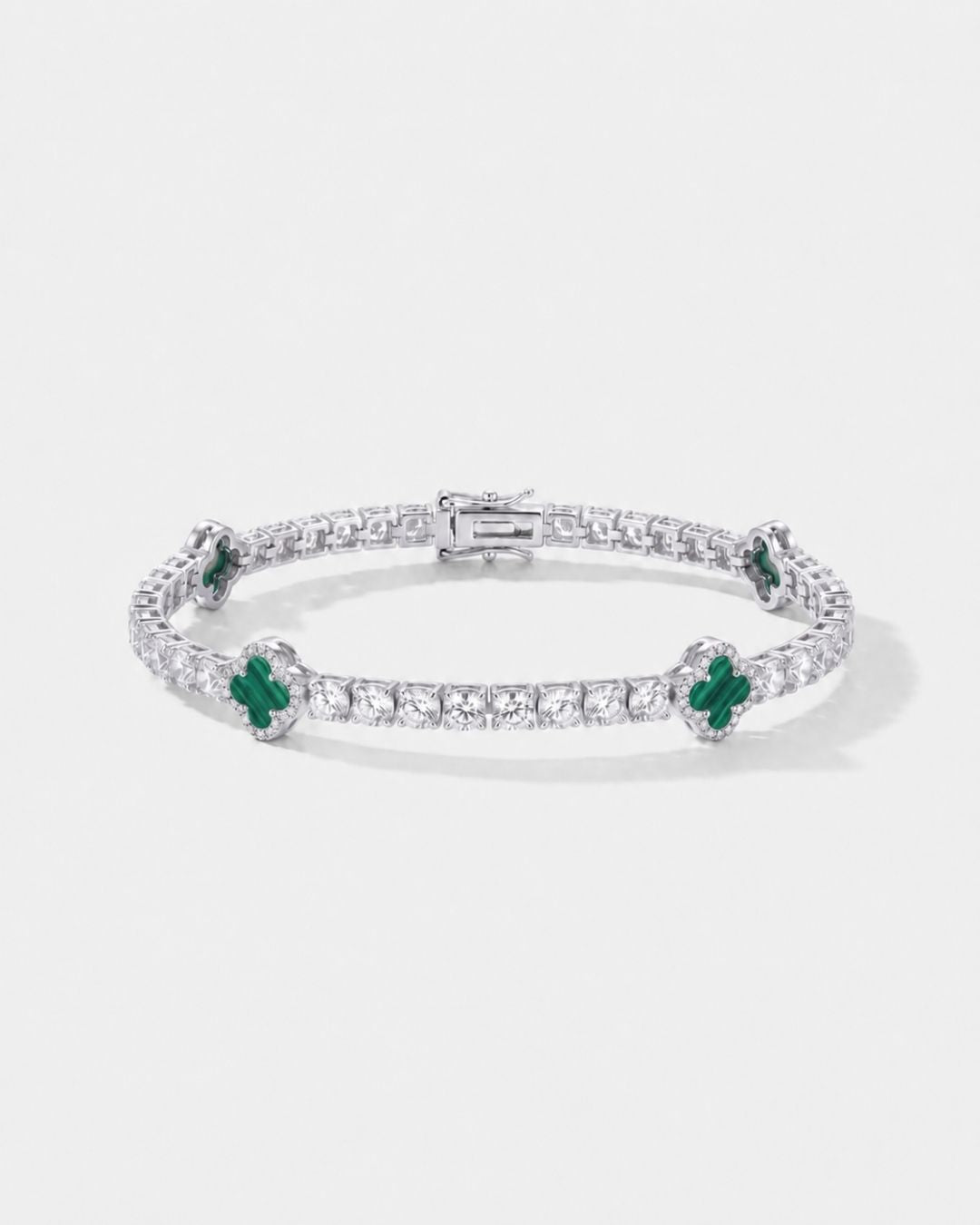 Clover Bracelet | Malachite Silver