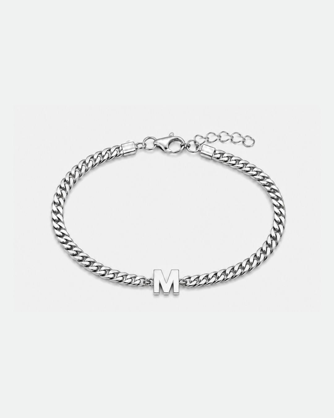 Cuban Bracelet Initial | Silver