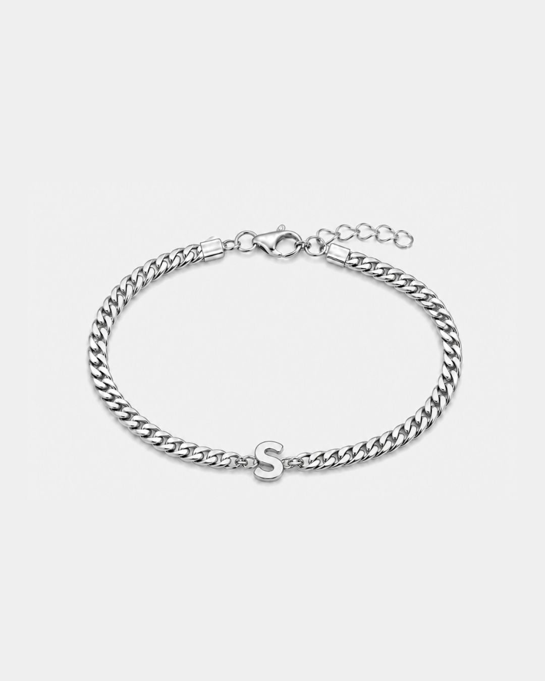 Cuban Bracelet Initial | Silver
