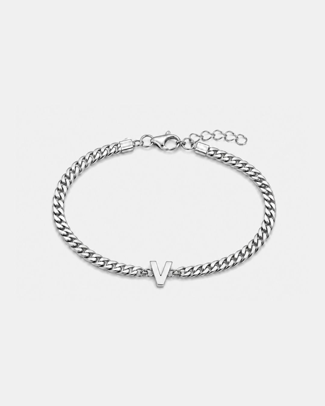 Cuban Bracelet Initial | Silver