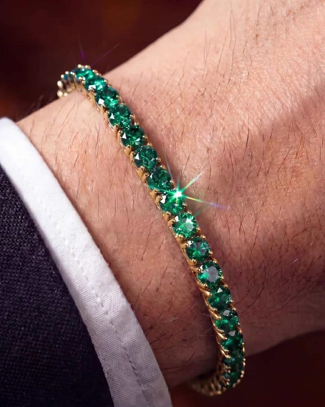 Tennis Bracelet | Emerald Green 14K Gold