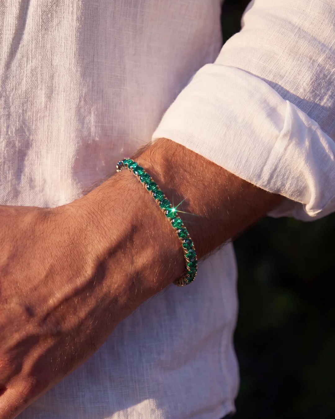 Tennis Bracelet | Emerald Green 14K Gold
