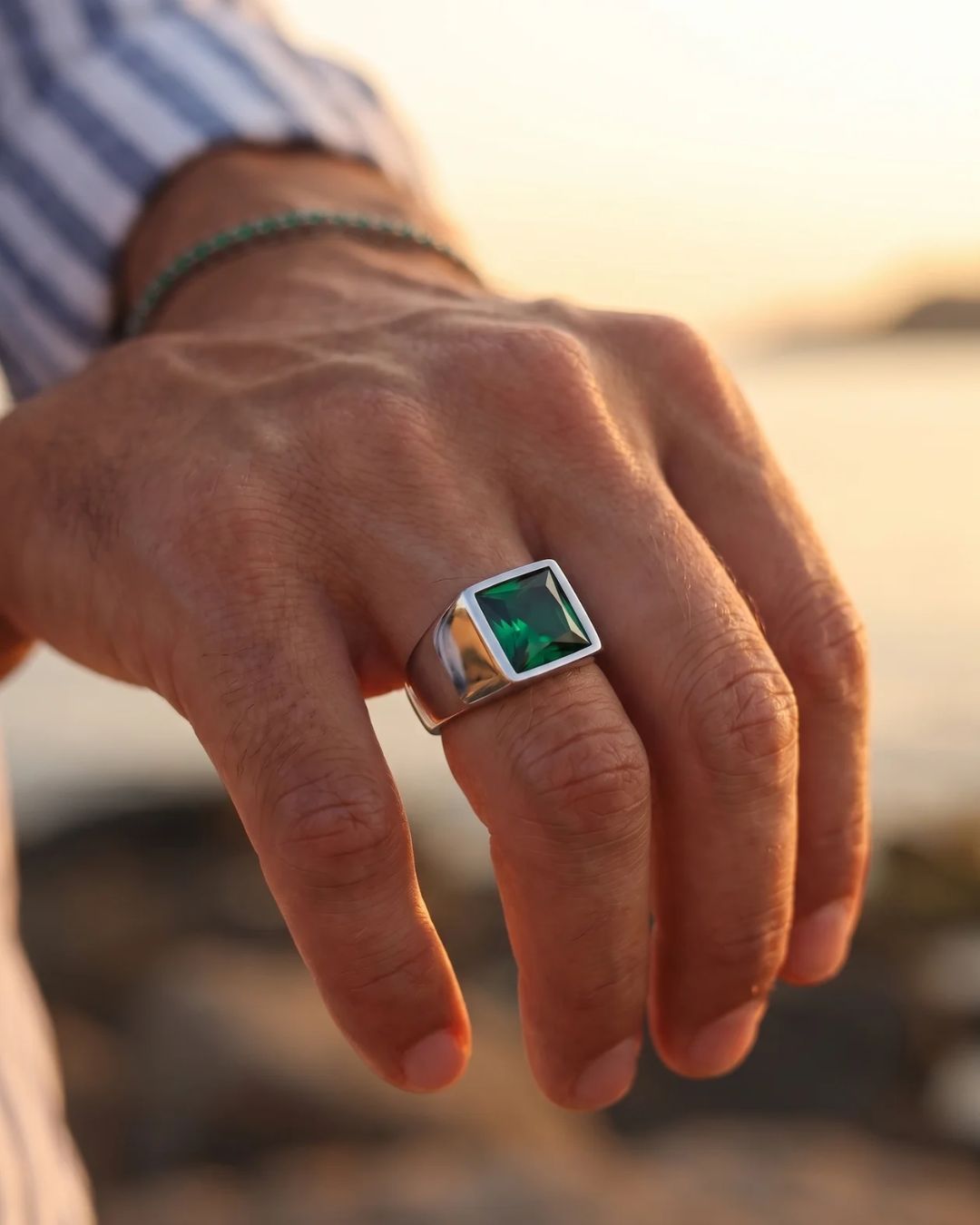 Emerald Ring | Titanium Steel