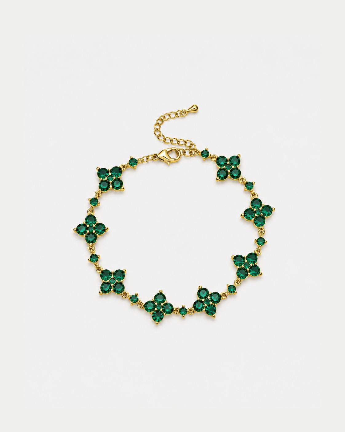Fortuna Bracelet | Green Stone Gold