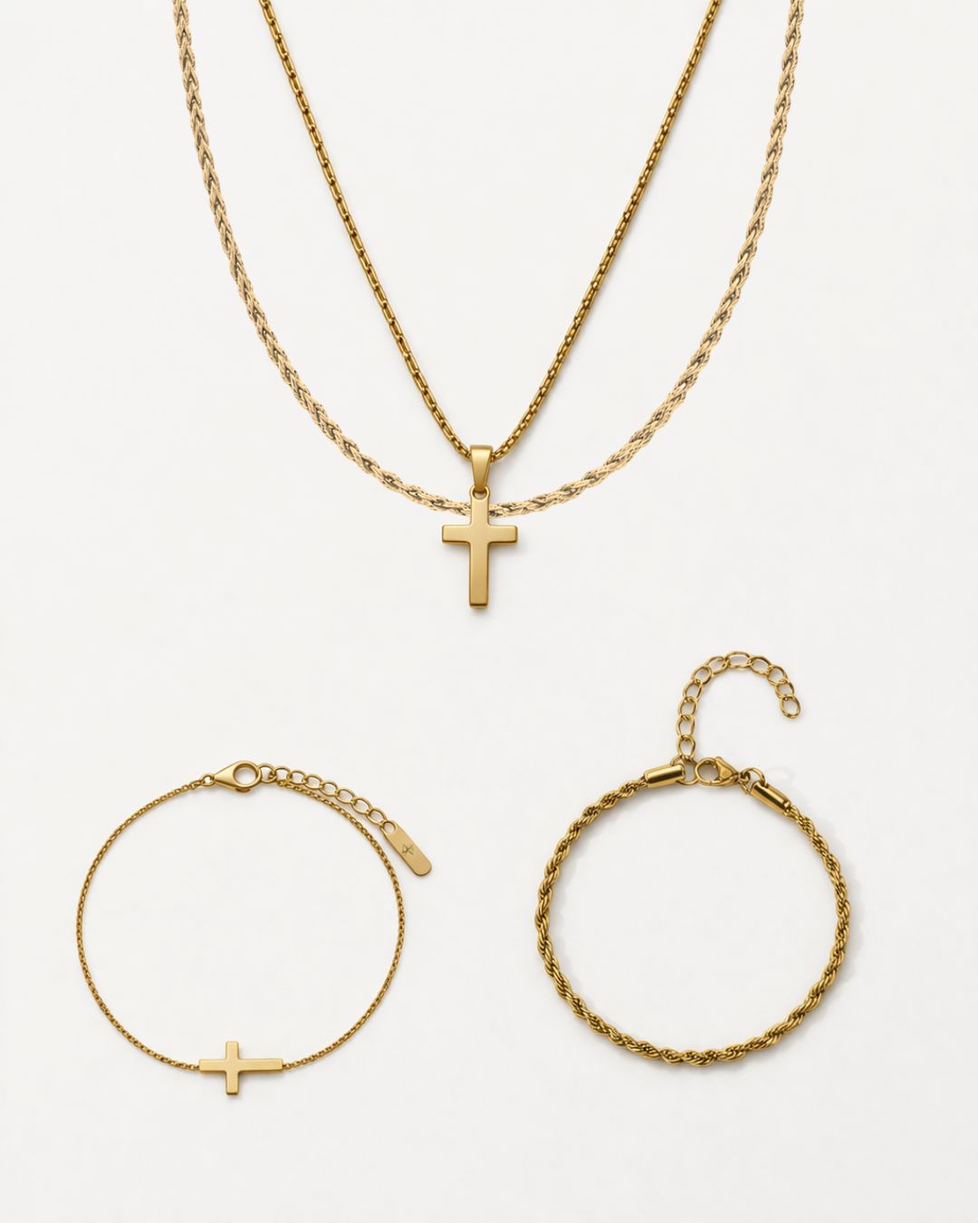 Minimal Cross x Tresse Acier Bundle | Gold