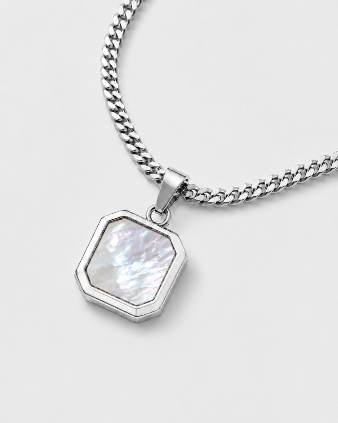 Mother of Pearl Pendant Necklace | Silver