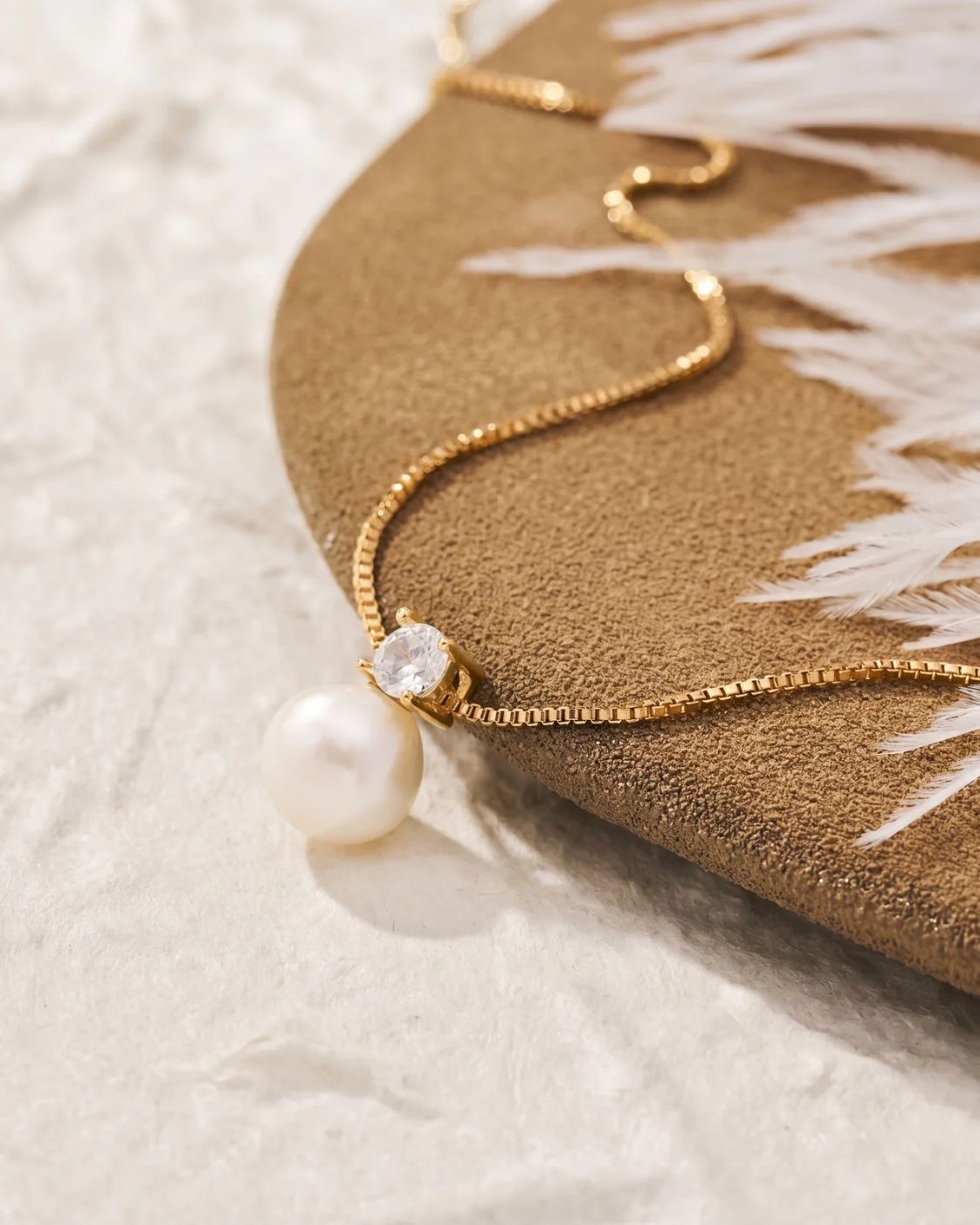 Pearl Zirconia Necklace | Gold
