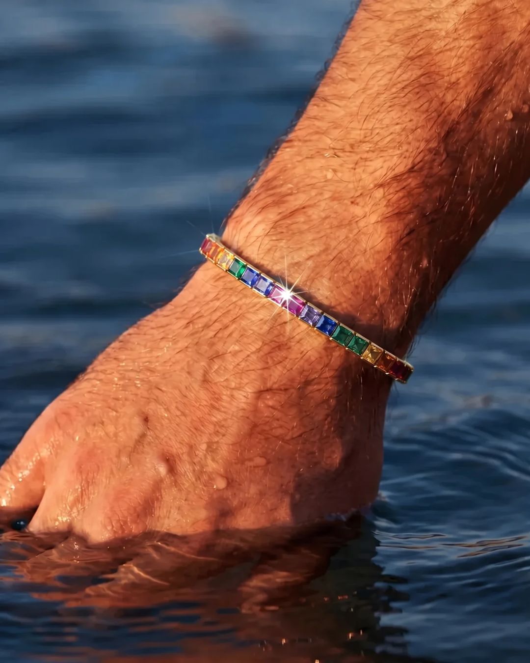 Tennis Bracelet | Rainbow 18K Gold