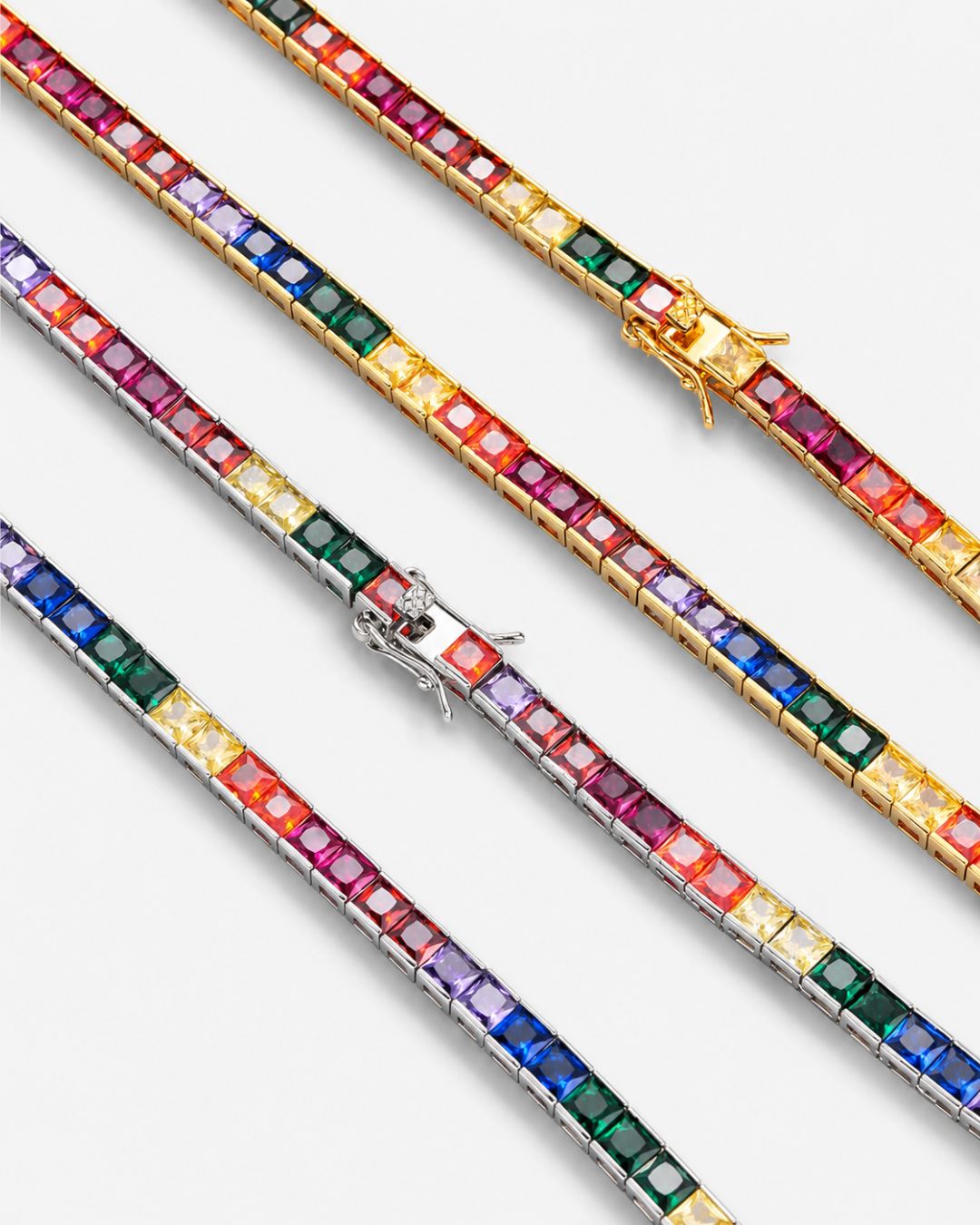 Tennis Necklace | Rainbow 18K Gold
