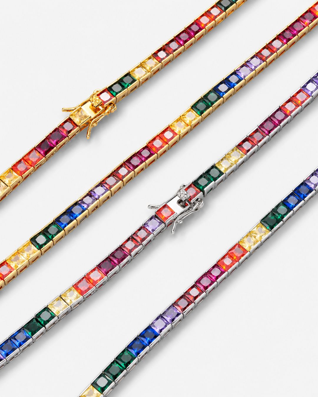 Tennis Necklace | Rainbow Silver