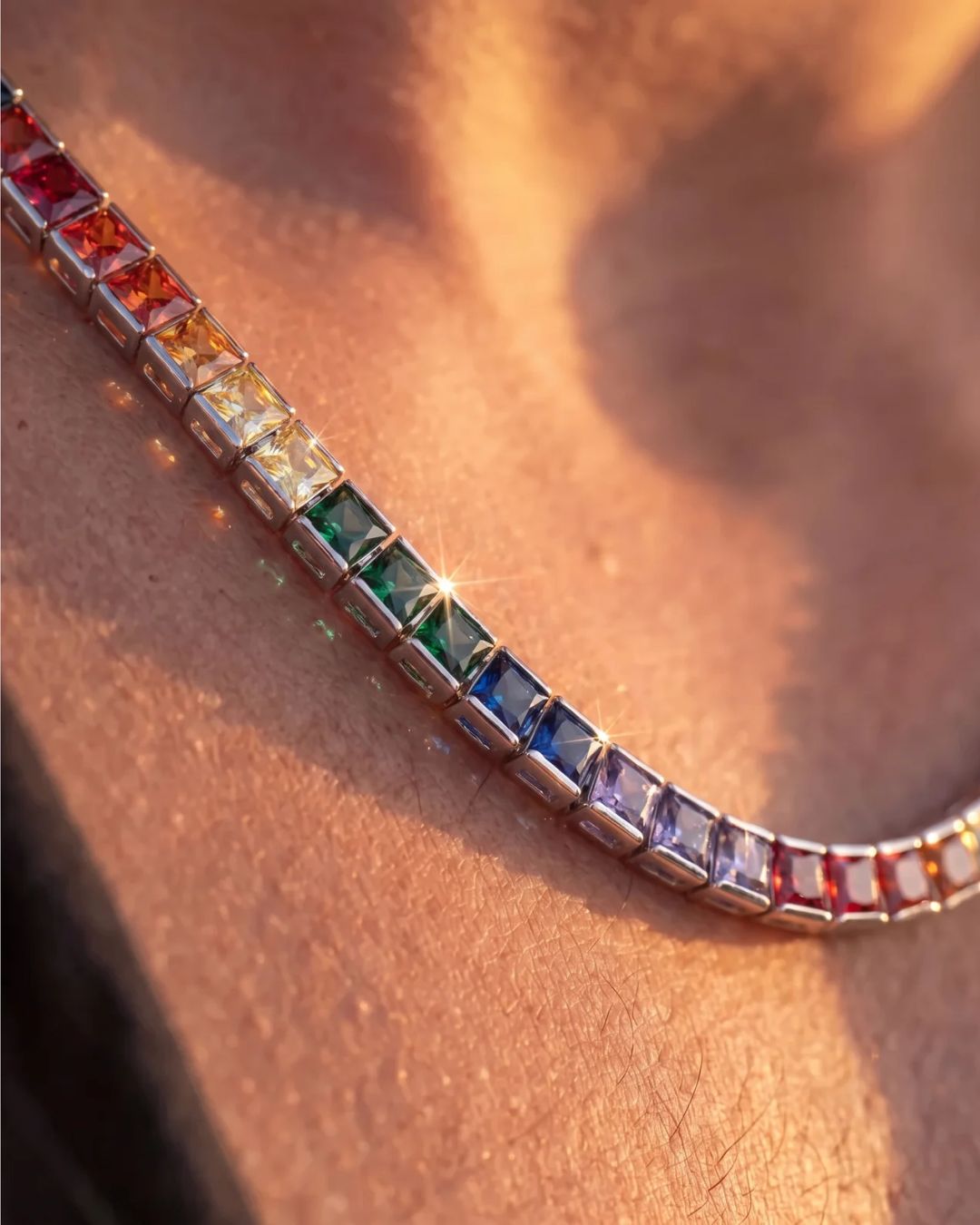 Tennis Necklace | Rainbow Silver