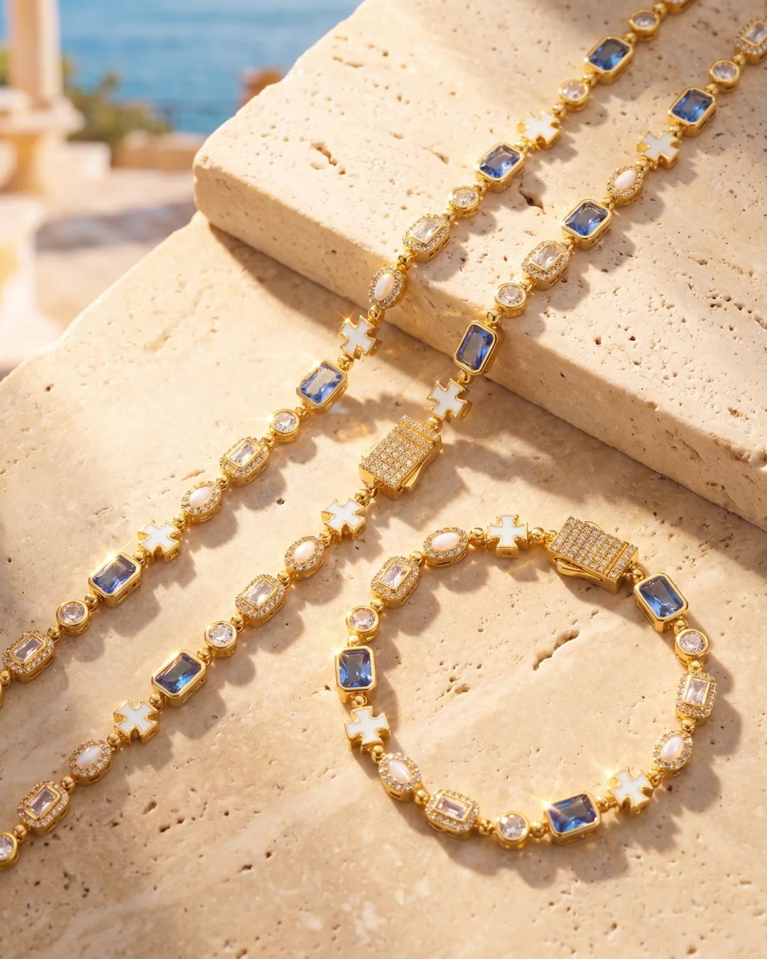 Royal Azure Mosaic Bracelet | 18K Gold