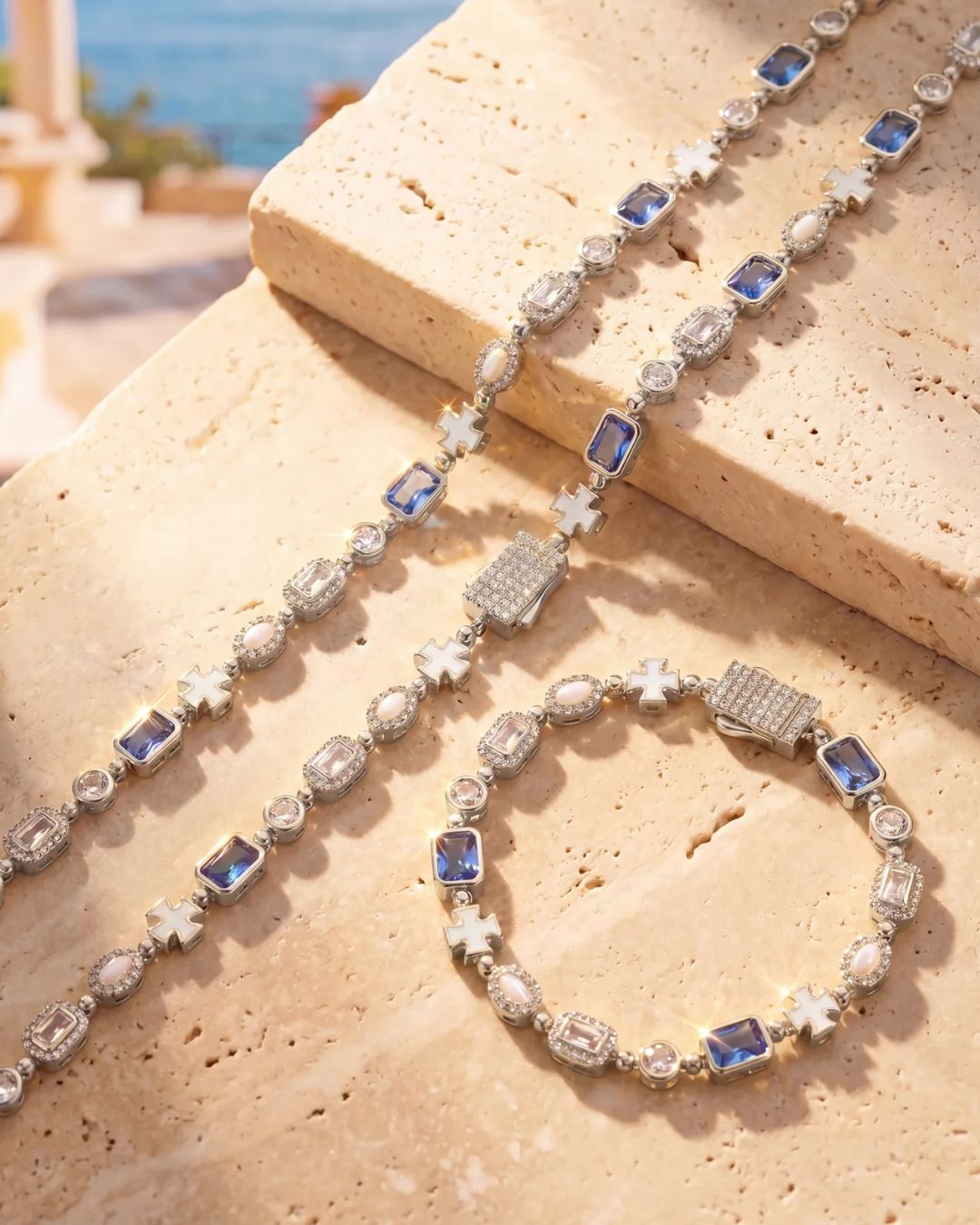 Royal Azure Mosaic Bracelet | Silver