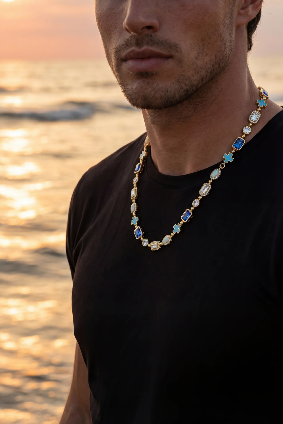 Royal Azure Mosaic Necklace | 18K Gold