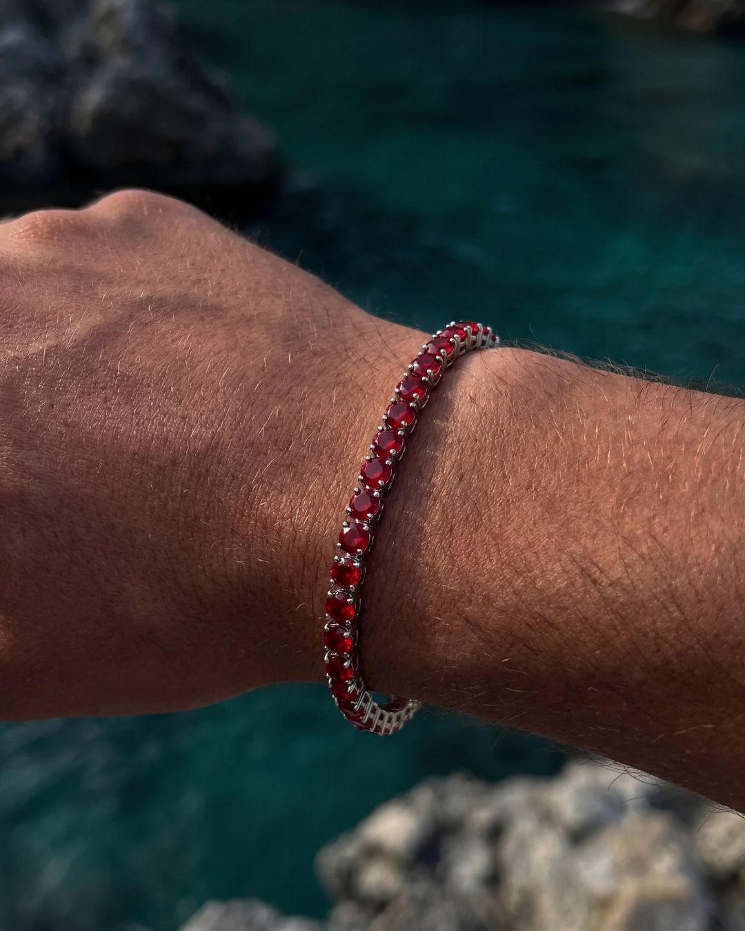 Tennis Necklace | Ruby Red Silver