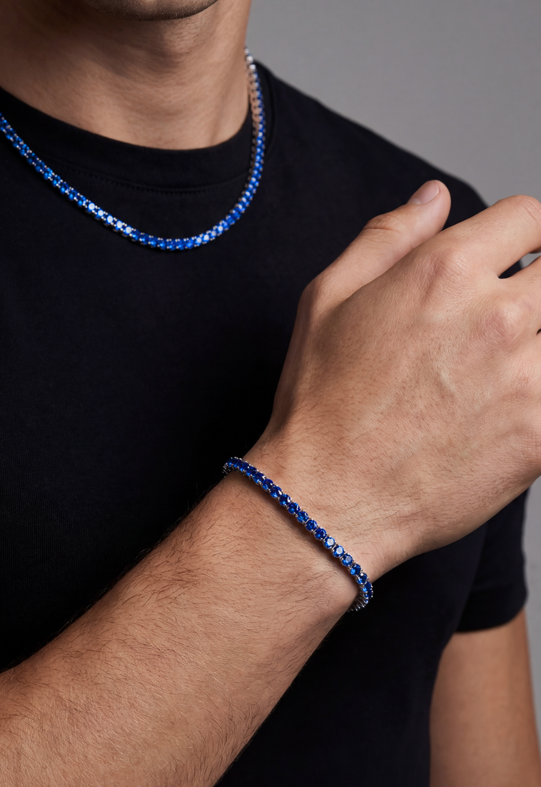 Tennis Necklace | Sapphire Blue Silver