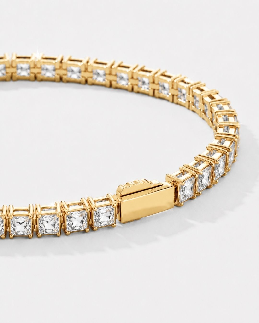Square Tennis Bracelet | Quartz 18K Gold