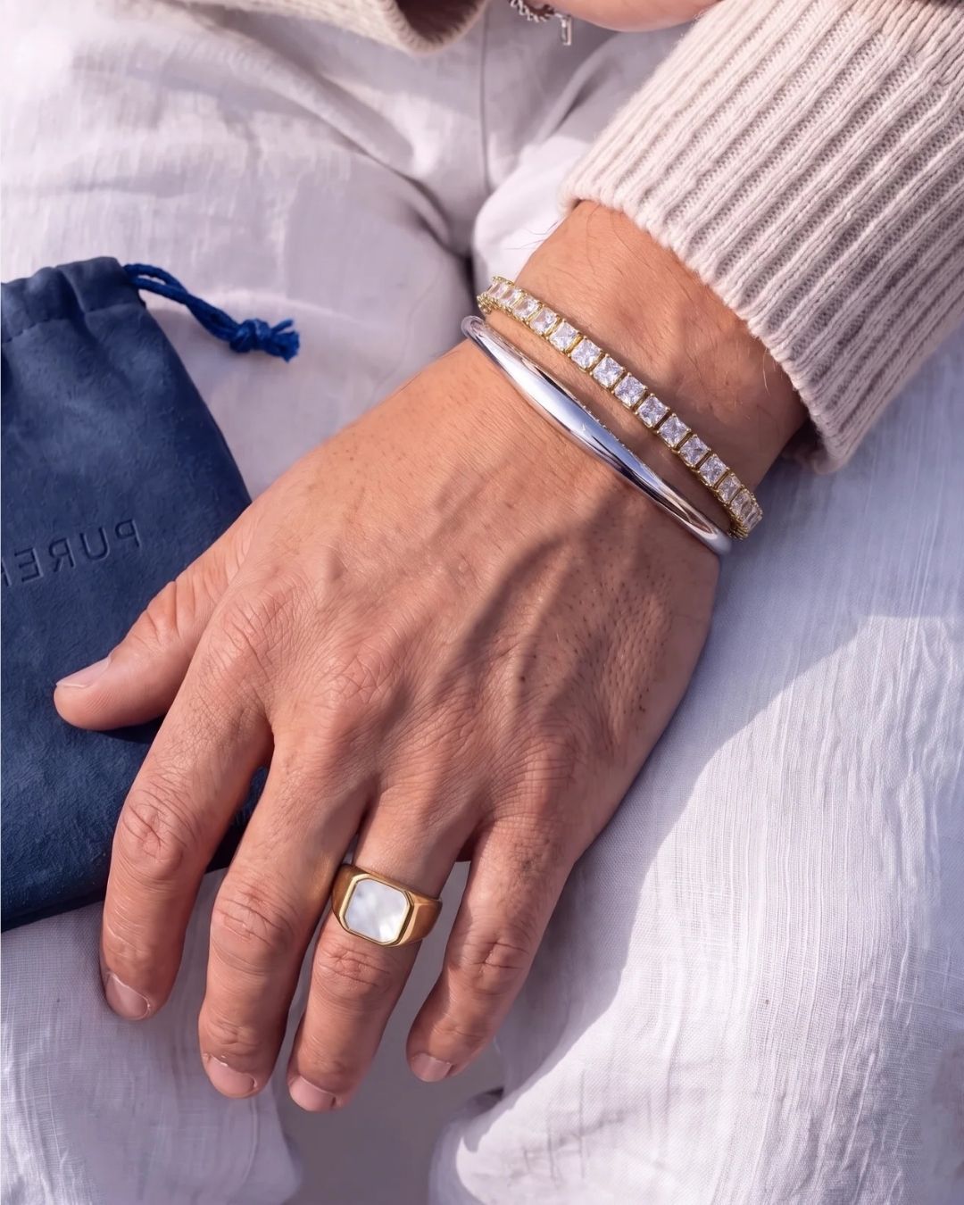 Square Tennis Bracelet | Quartz 18K Gold