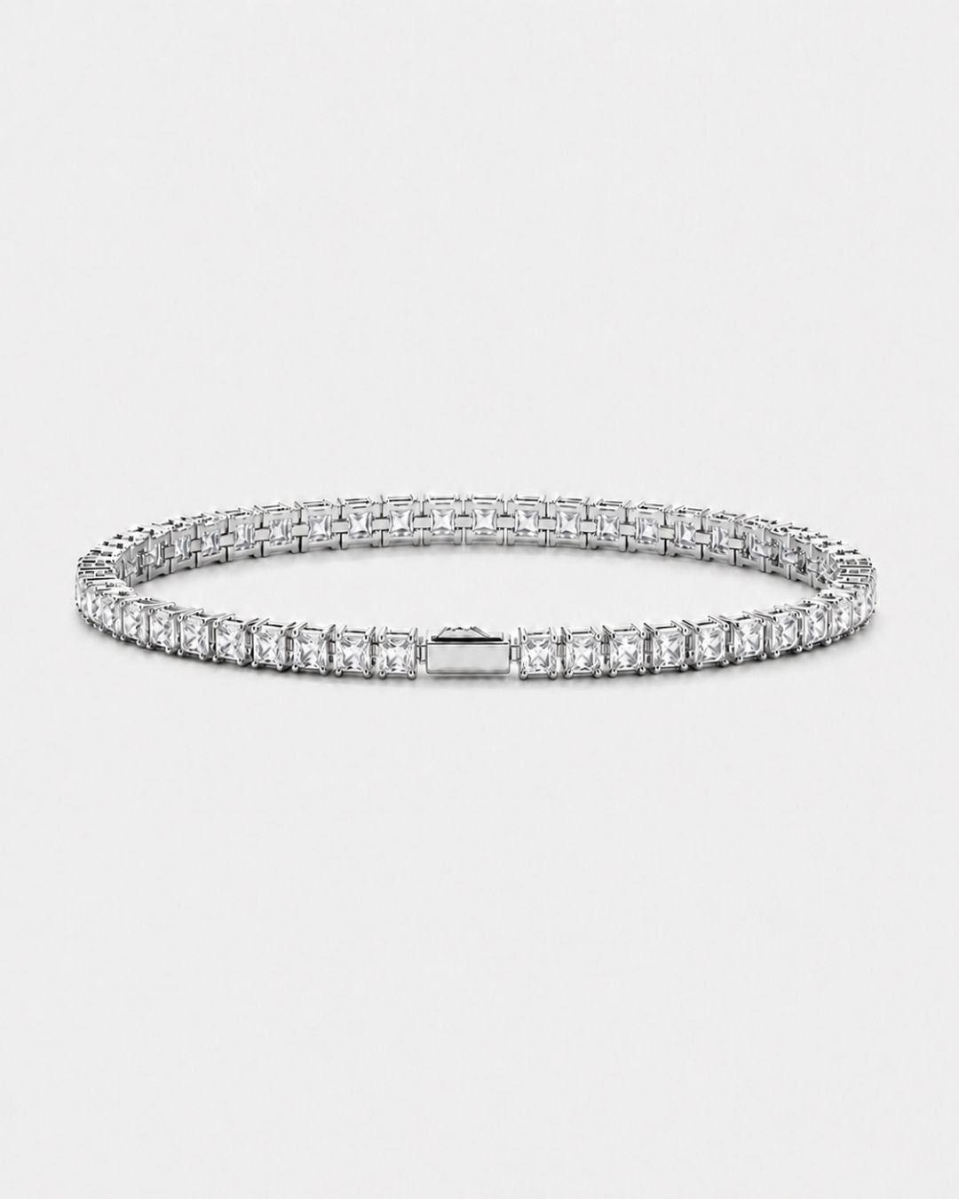 Square Tennis Bracelet | Quartz Silver