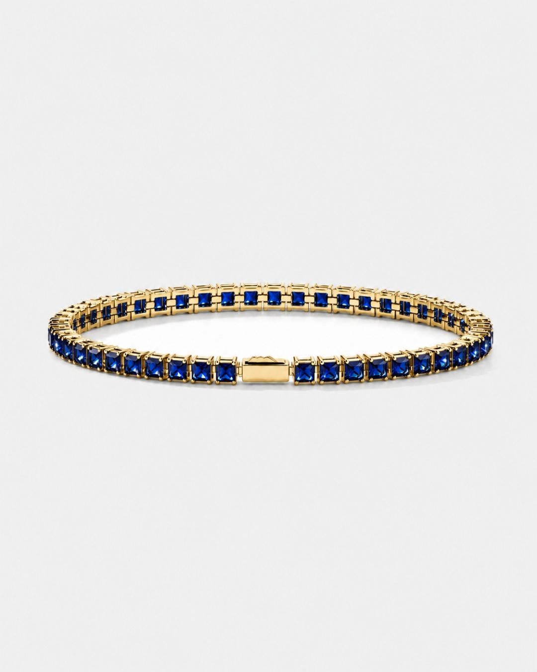 Square Tennis Bracelet | Sapphire Blue 18K Gold