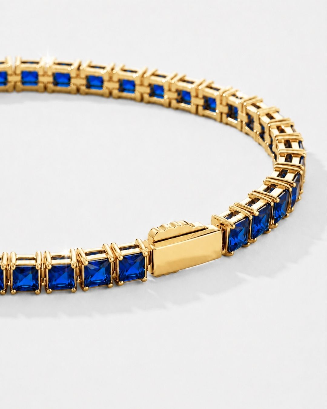 Square Tennis Bracelet | Sapphire Blue 18K Gold