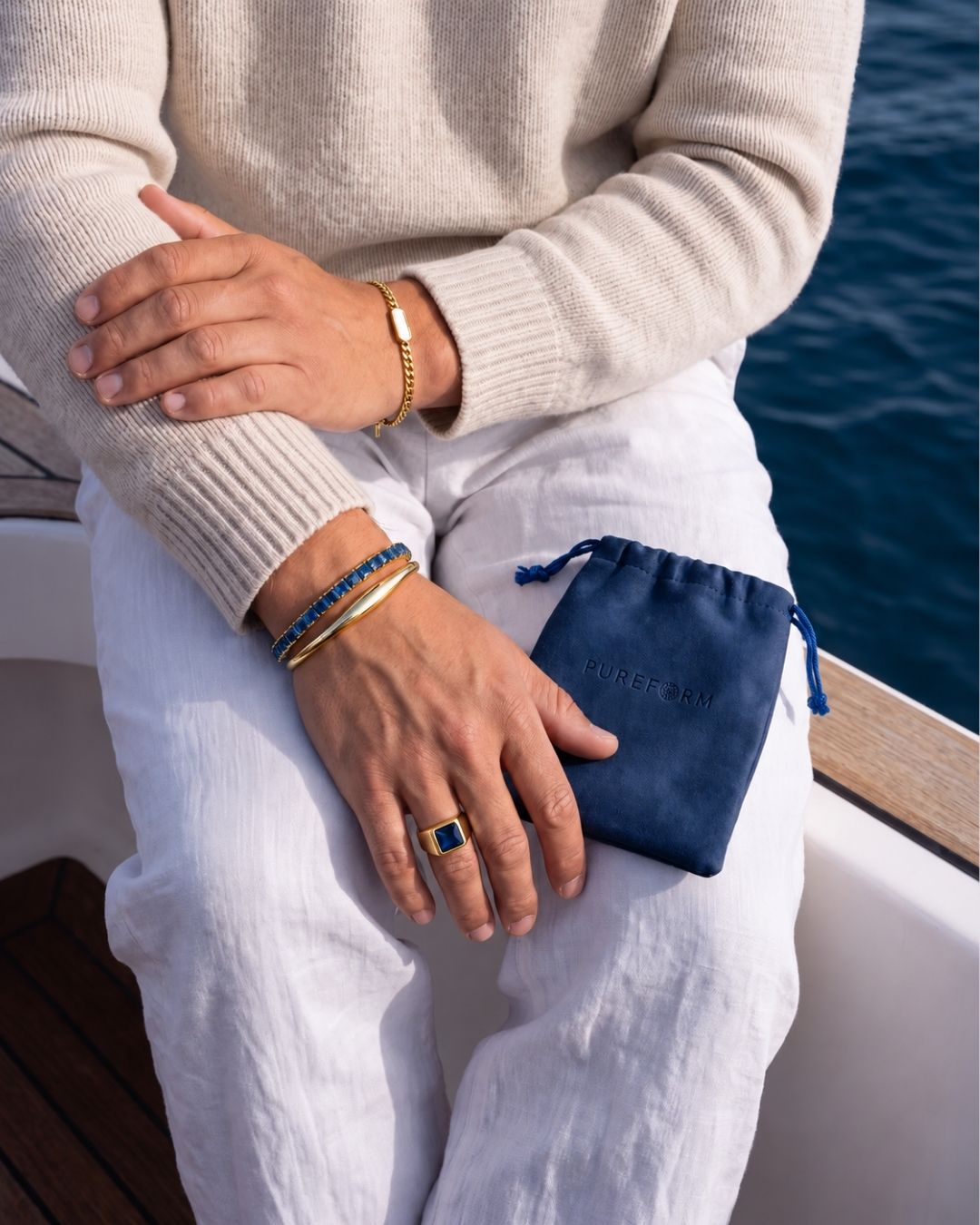 Square Tennis Bracelet | Sapphire Blue 18K Gold