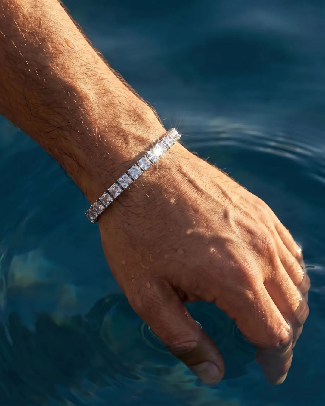 Square Tennis Bracelet | Quartz Silver
