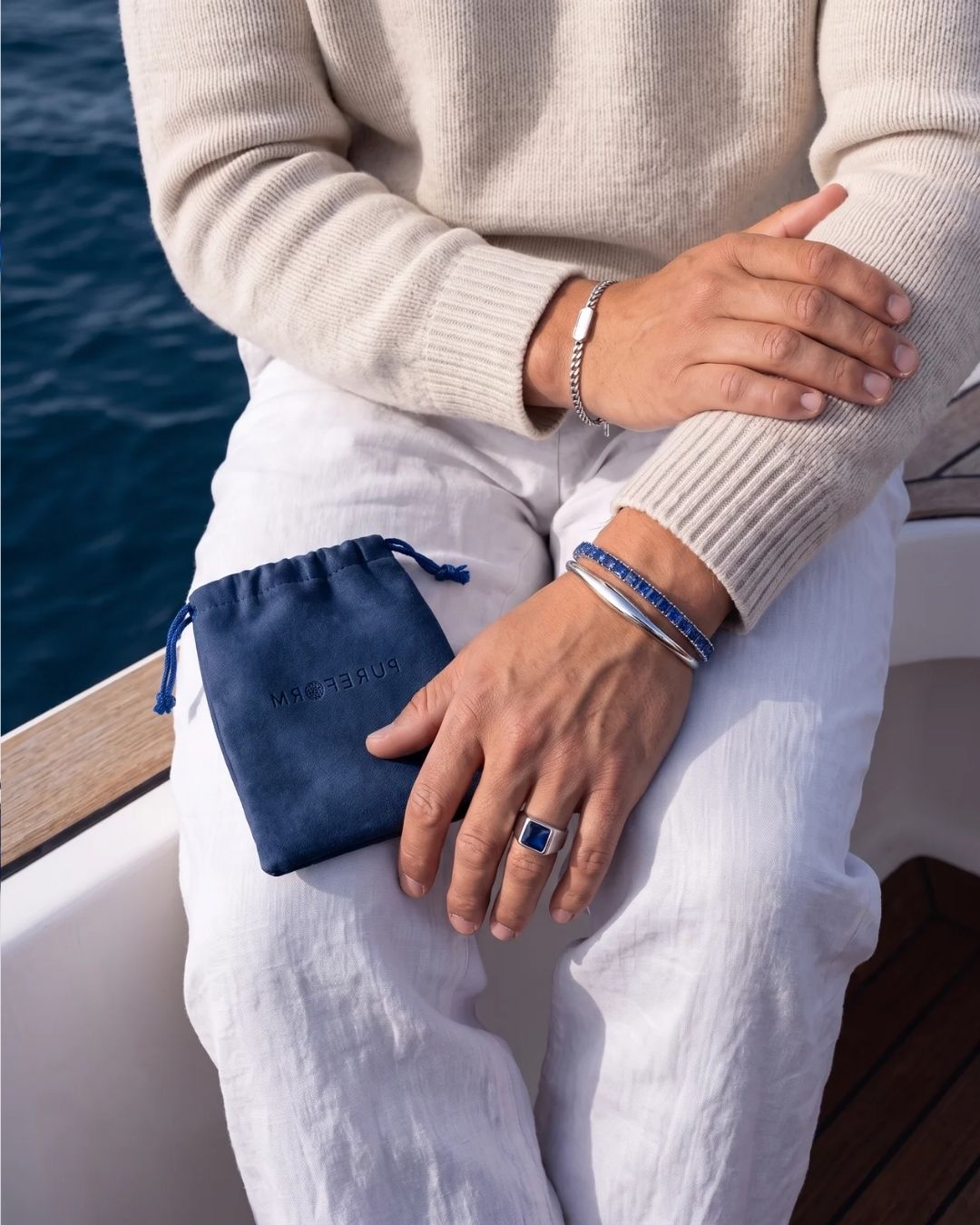 Square Tennis Bracelet | Sapphire Blue Silver