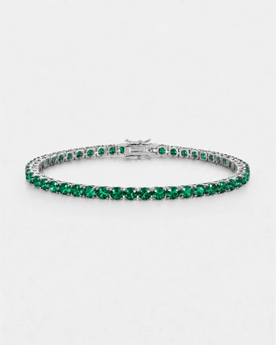Tennis Bracelet | Emerald Green Silver